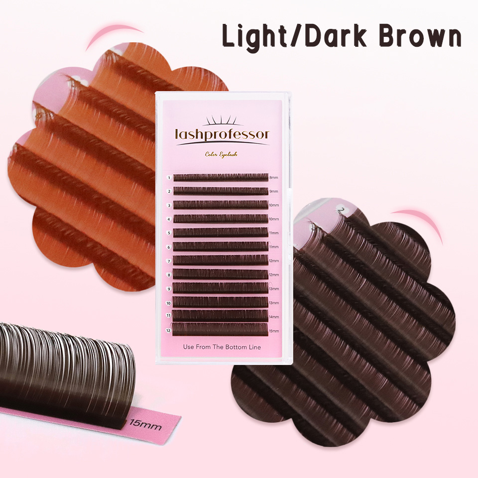 Eyelash Extension Russian Volume - Donkerbruine wimperverlenging 0,05 0,07 mm lichtbruine