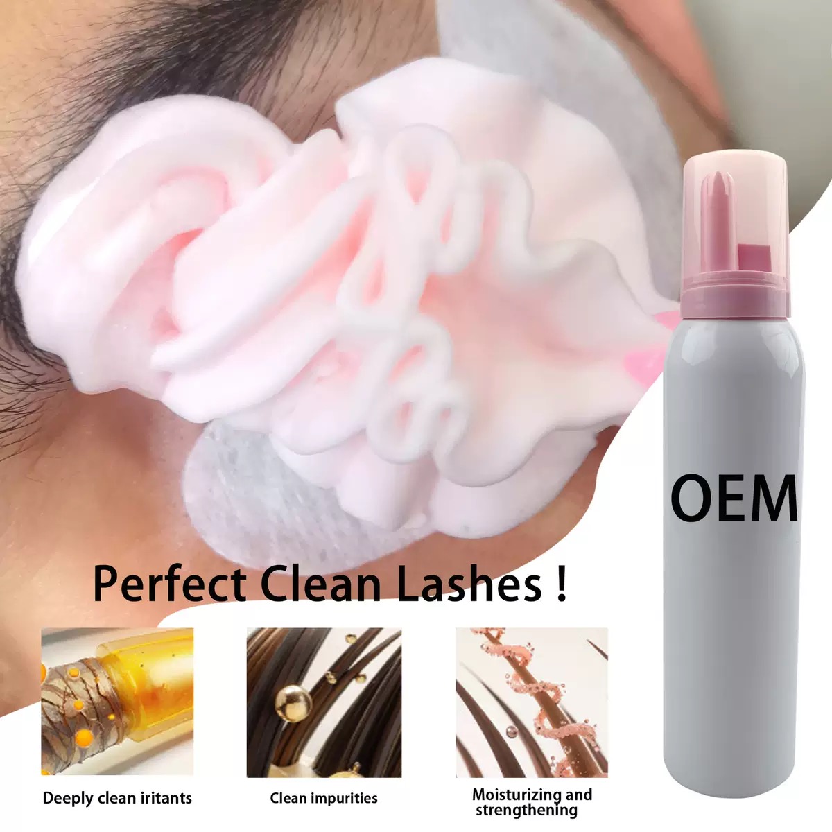 Aangepaste Slagroom Lash Shamp - Eyelash Extension Logo recensie en prijs