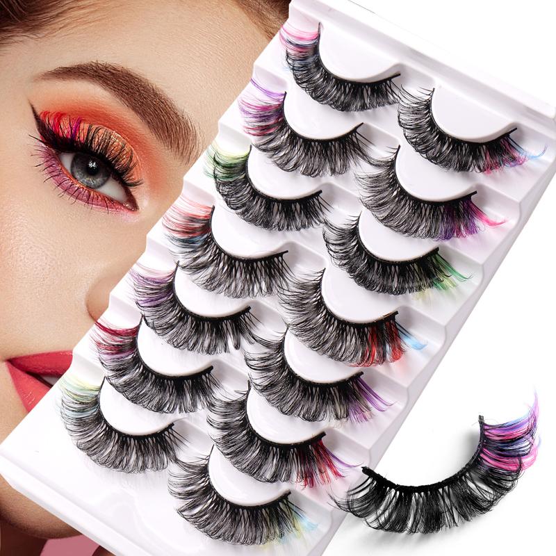 7 Paar Kleurrijke Nepwimpers 3 - Eyelash Extension Volume Lashes recensie en prijs